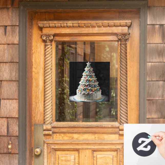 Autocollant Pour Fenêtre Une douce fête Le gâteau de Noël (Porte d'accueil)