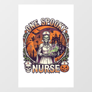 Autocollant Pour Fenêtre Une infirmière effrayante Halloween squelette poti
