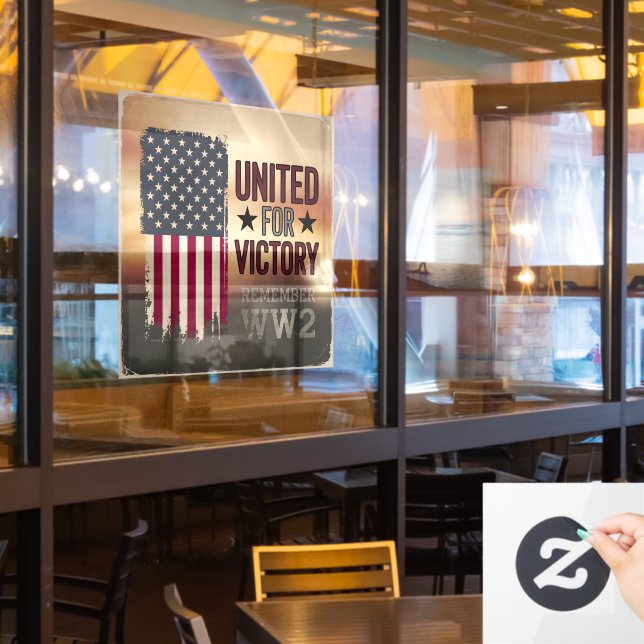 Autocollant Pour Fenêtre United For Victory 2ÈME GUERRE MONDIALE American F (Fenêtre du restaurant)