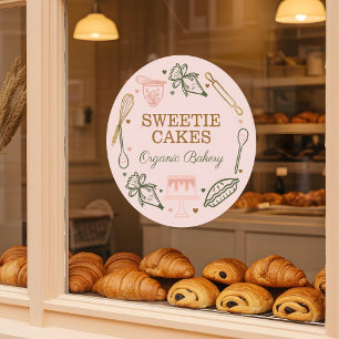 Autocollant Pour Fenêtre Ustensile de cuisson et Cuisine rose et vert olive