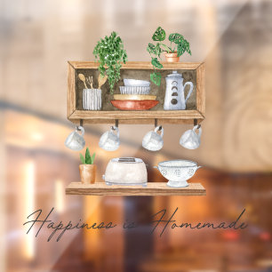 Autocollant Pour Fenêtre Ustensiles de cuisine à l'aquarelle Citation de cu