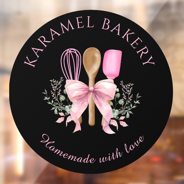 Autocollant Pour Fenêtre Ustensiles roses Boulangerie cuisine Clouage (Feuille 2)