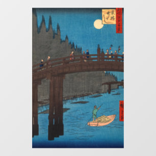 Autocollant Pour Fenêtre Utagawa Hiroshige - Kyoto Bridge by Moonlight