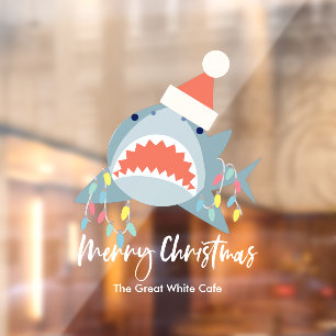 Autocollant Pour Fenêtre Vacances Noël du Père Noël du requin