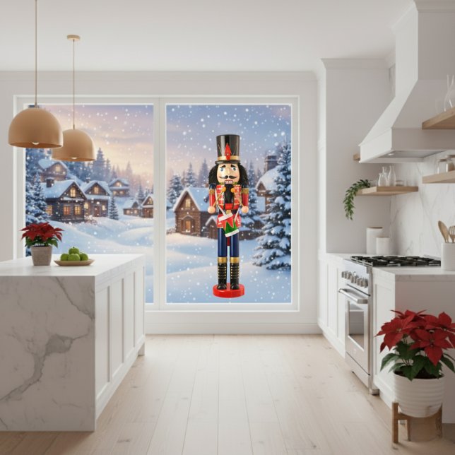 Autocollant Pour Fenêtre Vacances Vibe Drum Gros Nutcracker (Nutcracker Window Cling)