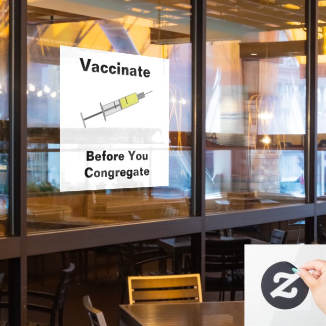 Autocollant Pour Fenêtre Vacciner avant votre congrégation (Fenêtre du restaurant)