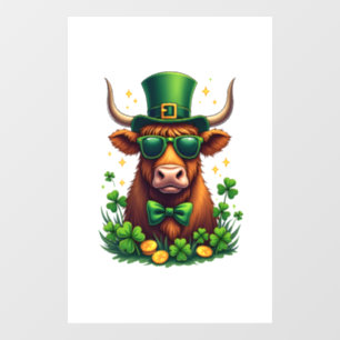 Autocollant Pour Fenêtre Vache Highland vintage de la Saint-Patrick avec tr