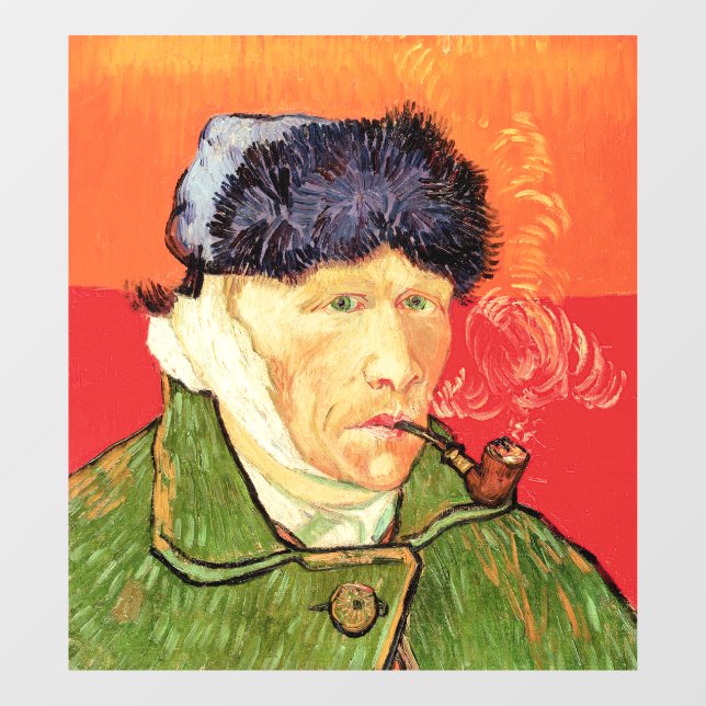 Autocollant Pour Fenêtre Van Gogh - Autoportrait avec oreille et tuyau en b (Feuille)