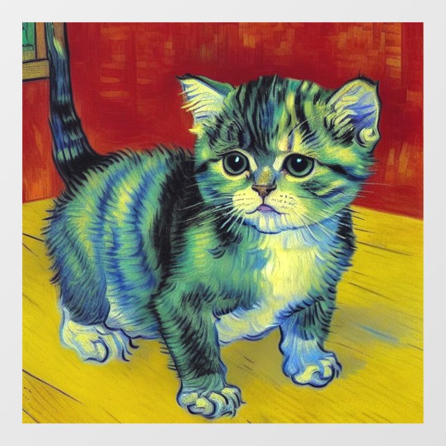 Autocollant Pour Fenêtre Van Gogh Tabby Cat (Feuille)