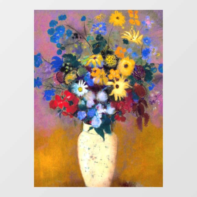 Autocollant Pour Fenêtre Vase blanc avec fleurs Odilon Redon (Feuille)