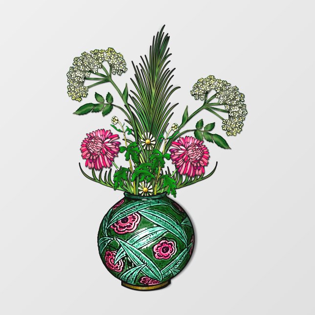 Autocollant Pour Fenêtre Vase et fleurs Art Nouveau (Feuille)