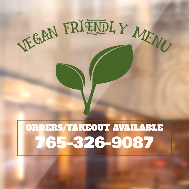 Autocollant Pour Fenêtre Vegan Friendly Menu Custom Window Cling (Feuille 2)