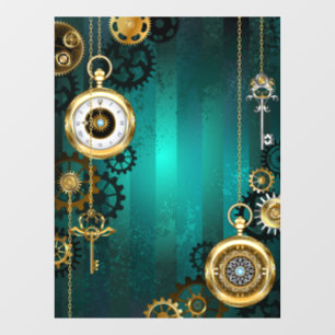 Autocollant Pour Fenêtre Veille bijoux Steampunk sur un Arrière - plan vert