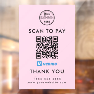 Autocollant Pour Fenêtre Venmo professionnel QR Code numérisation pour paye