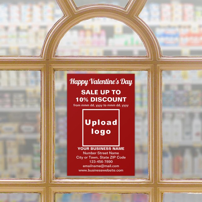 Autocollant Pour Fenêtre Vente de la Saint-Valentin entreprise sur film adh (Business Valentine sale on red window cling. Signage to attract more customers this Valentine's Day.)