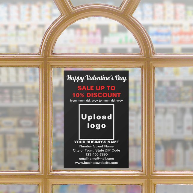 Autocollant Pour Fenêtre Vente de la Saint-Valentin sur film statique pour  (Business Valentine sale on black window cling. Signage to attract more customers.)