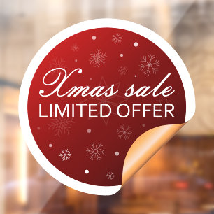 Autocollant Pour Fenêtre Vente de Noël Offre Limitée - Or Rouge