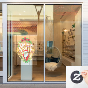 Autocollant Pour Fenêtre Vente de Noël Santa Claus Holly Berry