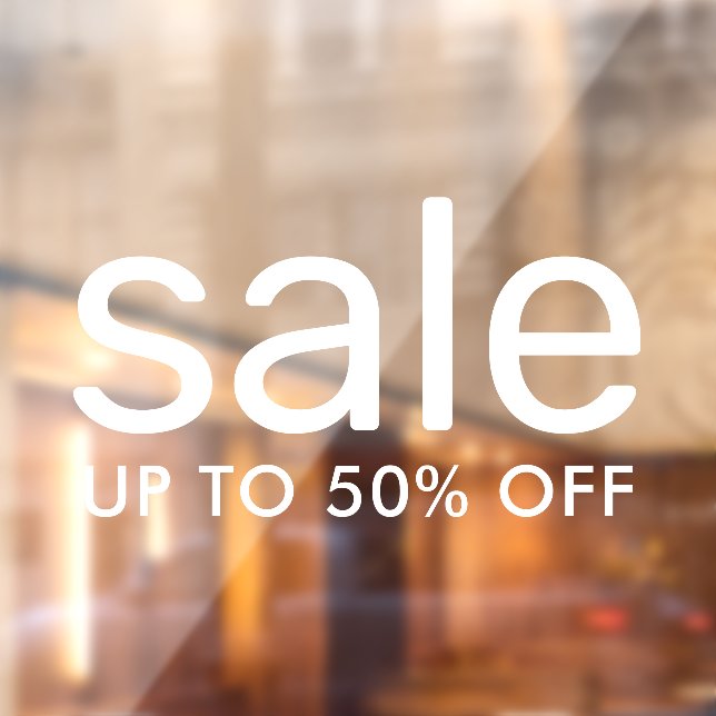 Autocollant Pour Fenêtre Vente jusqu'à 50 % de texte personnalisé blanc tra (Feuille 2)