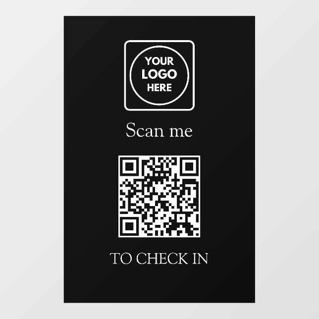 Autocollant Pour Fenêtre Vérification sur place avec QR code noir personnal (Feuille)