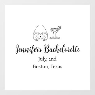 Autocollant Pour Fenêtre Verre à cocktail en bikini enterrement de vie de j