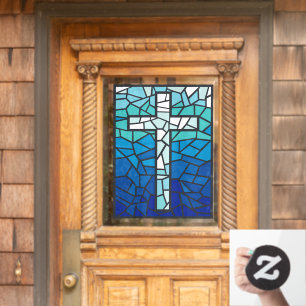 Autocollant Pour Fenêtre Verre tendu Croix Bleu Noir Blanc