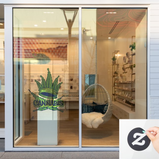 Autocollant Pour Fenêtre vert-cannabis-couronne-logo-hip-hop (Vitrine du magasin)