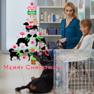 Autocollant Pour Fenêtre Vétérinaire Magasin pour Animaux Chien Joyeux Arbr