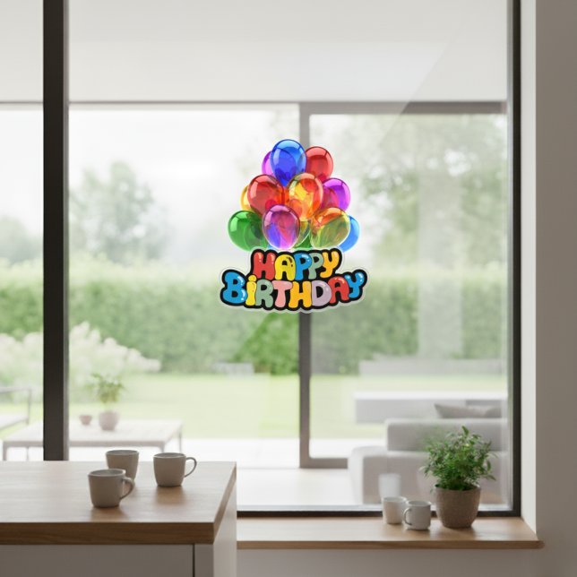 Autocollant Pour Fenêtre Vibrant Balloon Joyeux Anniversaire Clôture de fen (Vibrant Balloon Happy Birthday Window Cling)