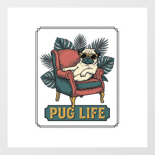 Autocollant Pour Fenêtre Vieille Vie de Pug Lunettes de soleil de chien coo