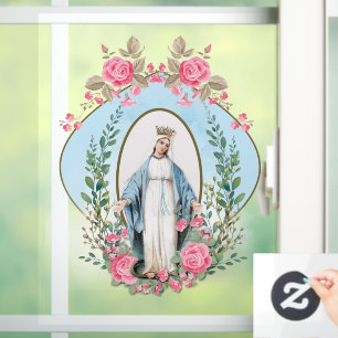 Autocollant Pour Fenêtre Vierge catholique Marie Vintage Roses roses roses