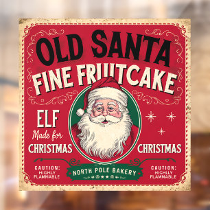 Autocollant Pour Fenêtre Vieux Père Noël fine fruitcake vintage Noël