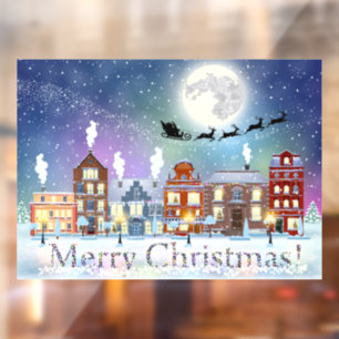 Autocollant Pour Fenêtre Village d'hiver de Noël 