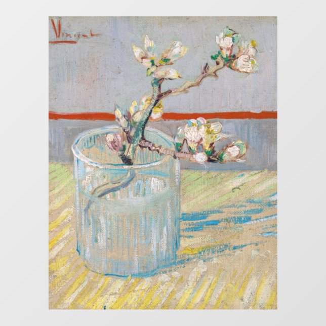 Autocollant Pour Fenêtre Vincent van Gogh - Branche d'amandes en verre (Feuille)