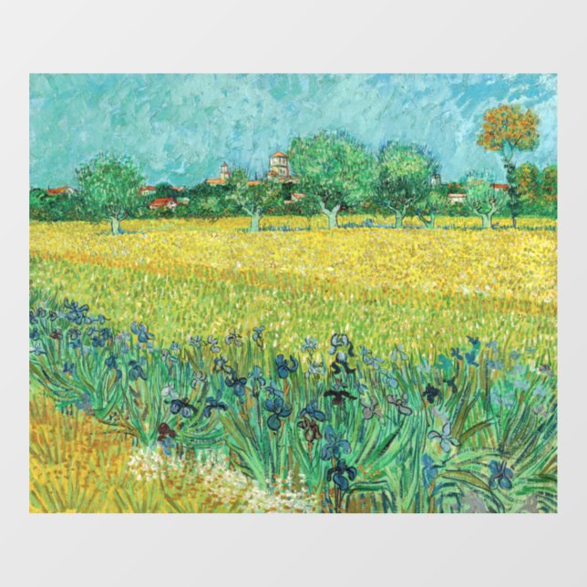 Autocollant Pour Fenêtre Vincent van Gogh - Champ avec Iris près d'Arles (Feuille)