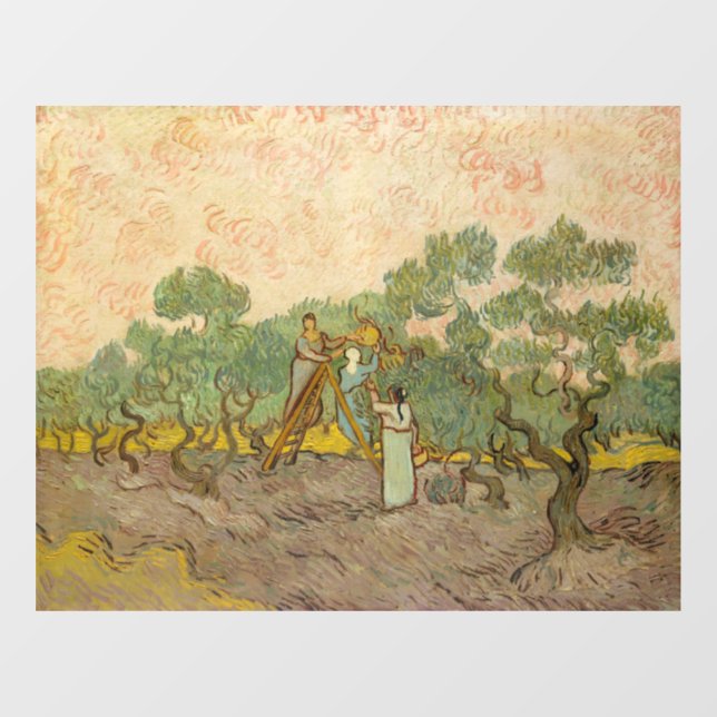 Autocollant Pour Fenêtre Vincent van Gogh - Femmes cueillette d'olives (Feuille)