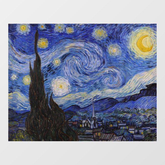 Autocollant Pour Fenêtre Vincent Van Gogh - La nuit étoilée (Feuille)