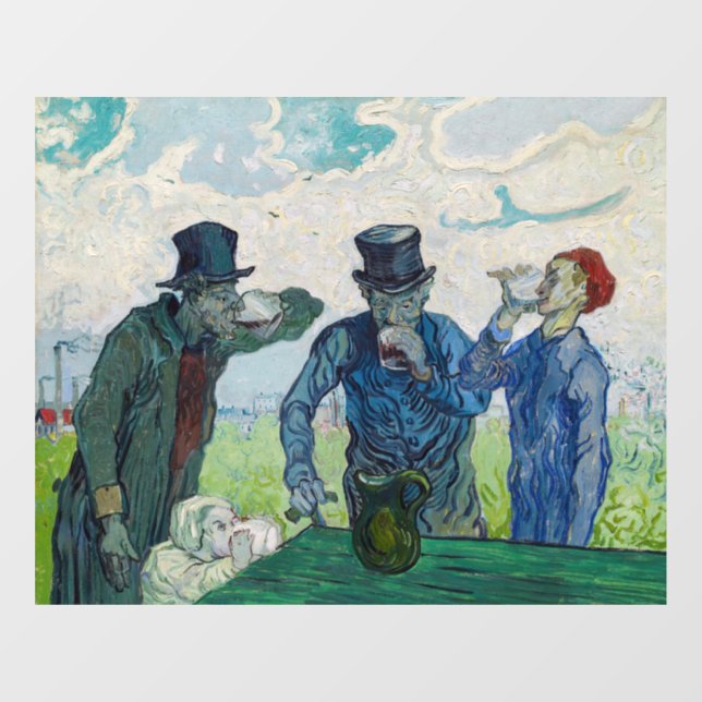 Autocollant Pour Fenêtre Vincent van Gogh - Les buveurs, après Daumier (Feuille)