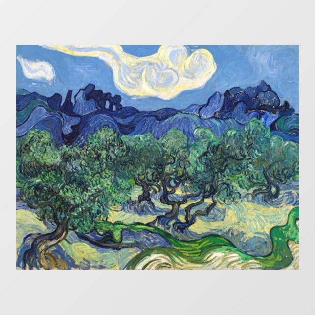 Autocollant Pour Fenêtre Vincent van Gogh - Oliviers aux Alpilles (Feuille)