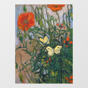 Autocollant Pour Fenêtre Vincent van Gogh - Papillons et Coquelicots