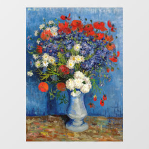 Autocollant Pour Fenêtre Vincent van Gogh - Vase avec Cornflowers & Poppies
