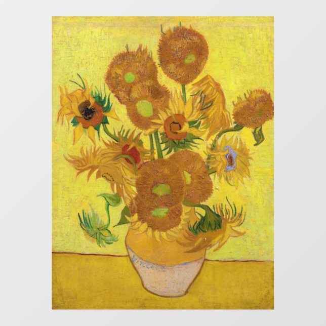 Autocollant Pour Fenêtre Vincent van Gogh - Vase avec quinze tournesols (Feuille)