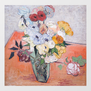 Autocollant Pour Fenêtre Vincent van Gogh - Vase avec Roses & Anémones