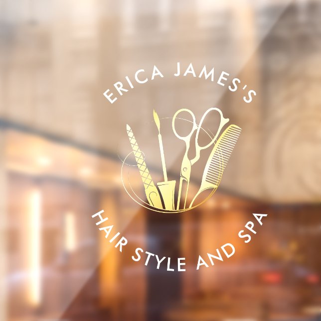 Autocollant Pour Fenêtre Vins de Bourgogne et Salon de Beauté d'Or (Feuille 2)