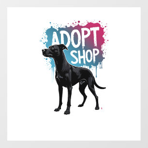 Autocollant Pour Fenêtre Vintage Adoptez Ne Faites Pas D'Achats Chien Graff