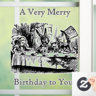 Autocollant Pour Fenêtre Vintage Alice au pays des merveilles Anniversaire