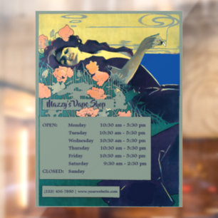 Autocollant Pour Fenêtre Vintage Art Nouveau Vape Heures de Boutique Modèle
