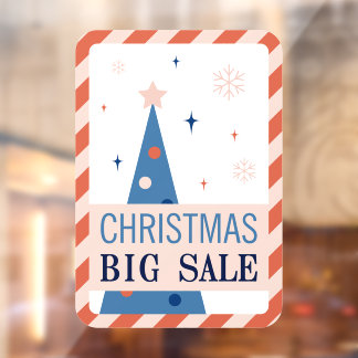 Autocollant Pour Fenêtre Vintage Blue Christmas Sale Window Cling