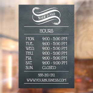 Autocollant Pour Fenêtre Vintage Chalkboard Business Logo Heures Clouage de