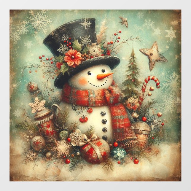 Autocollant Pour Fenêtre Vintage Christmas Window Cling (Feuille)